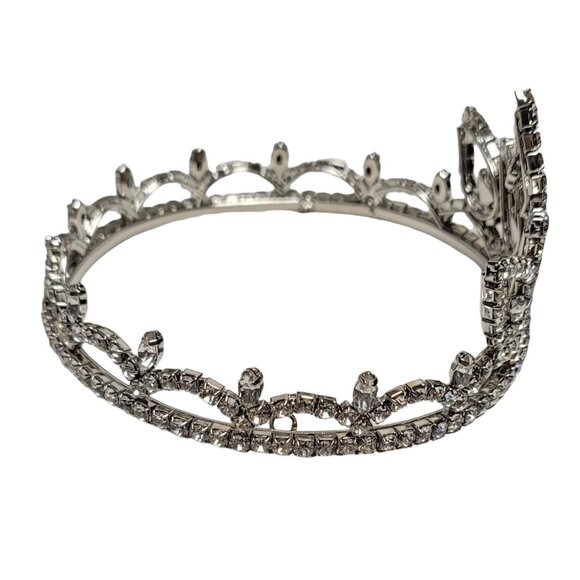 Silver Tone Clear Prong Set Rhinestone Bridal Wedding Pageant Tiara - Picture 3 of 9
